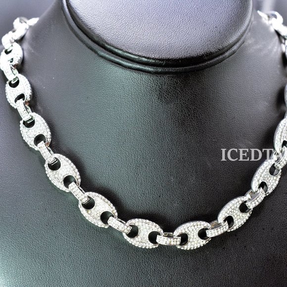 Iced Out White Gold PT Gucci and Miami Necklace - Picture 5 of 6